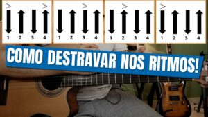 Setas que indicam a batida do ritmo no violão