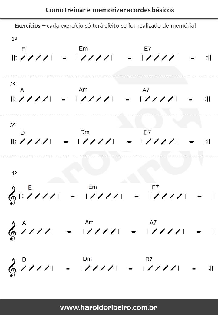 exercício da aula - 9 acordes fáceis para iniciantes no violão 